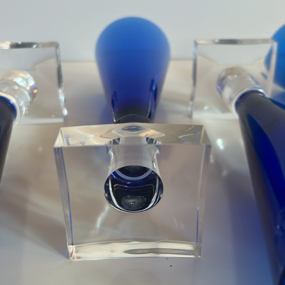 Acrylic cobalt blue champagne drink, glasses square footed base tapered top E2 - Picture 6 of 8